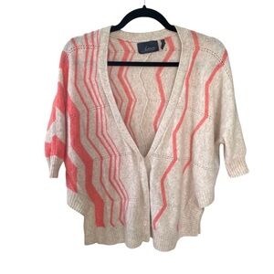 LINE THE LABEL Cashmere V-Neck Button Front Cardigan Sweater Beige Coral XS
